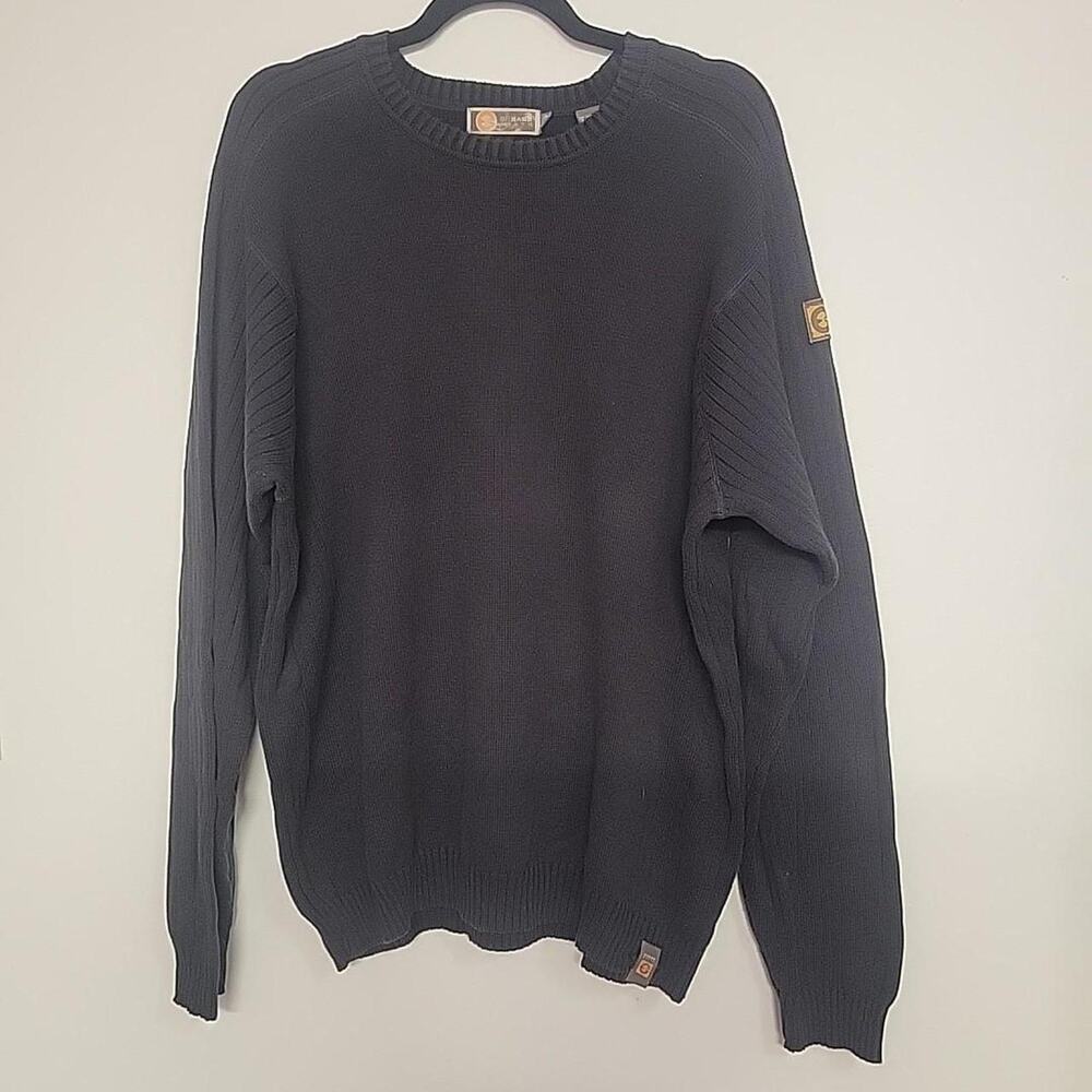 100% Cotton Mens L Knit Pullover Sweater GHBASS EARTH Black Grunge Goth 90s Y2k